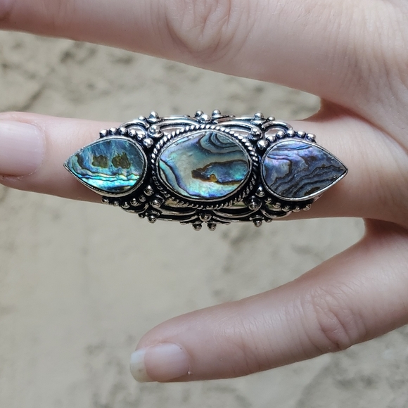 New Abalone Shell 925 Silver Statement Ring. - Picture 8 of 14